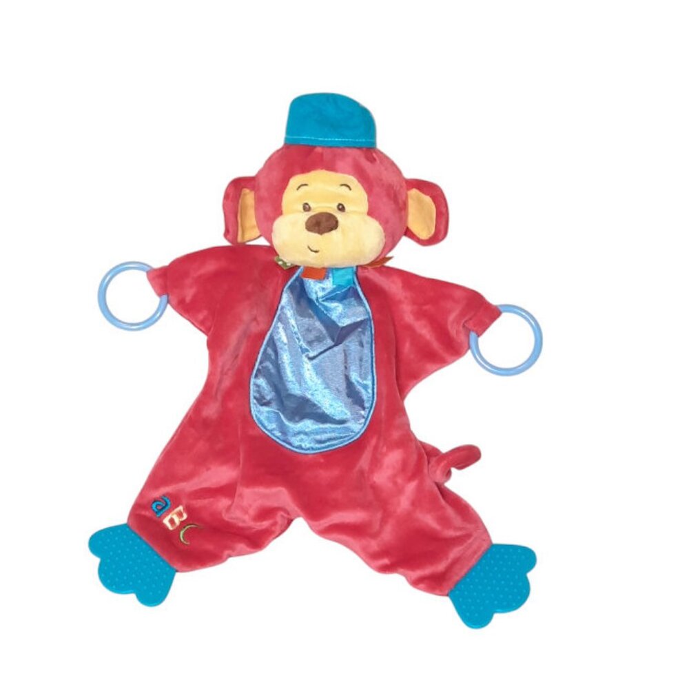 Baby Gund Red Color Fun Circus Monkers Monkey Teether Security Lovey Blanket 17"